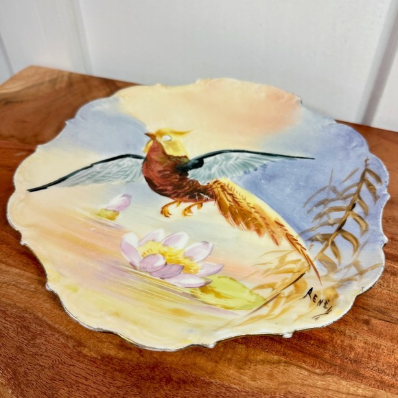 Antique LDB Co Limoges France Hand Painted Pheasant Plate Signed Rene Flambeau - Picture 2 of 9